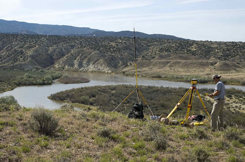 GPS Base Station setup above the Green River, UT