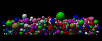 Video of simulated sediment transport using varying size balls