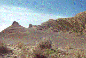 Photograph of Mancos Shale outcrop, Colorado.