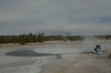 Photograph of Cinder Pool, Yellowstone National Park.