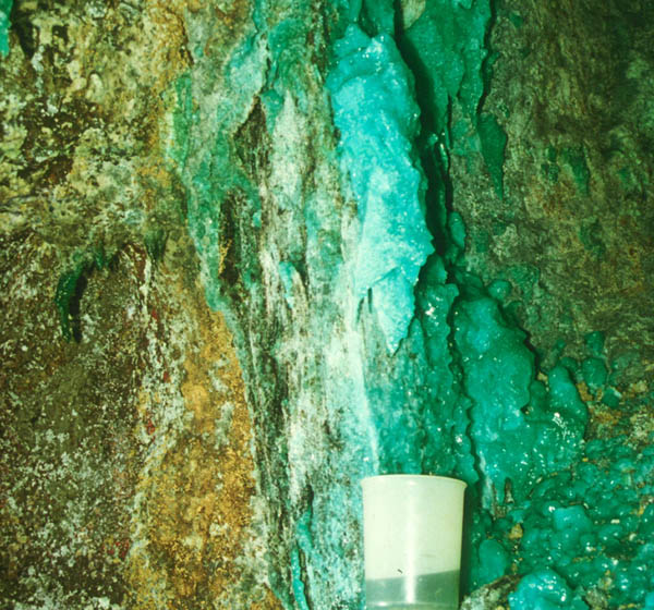 Melanterite stalactite inside Iron MM